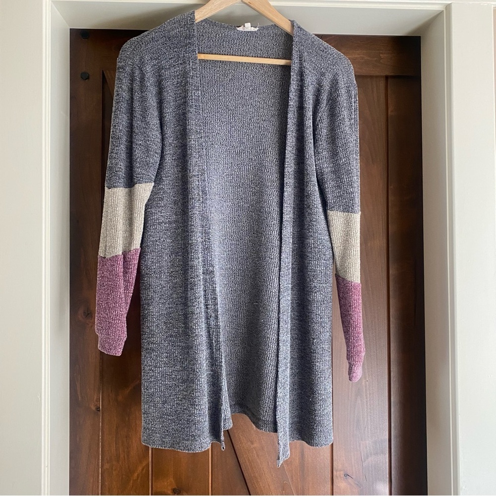Hayden Women’s Gray Maroon Tan Winter Fall Cardigan Size XLarge